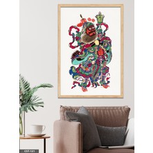 Evine Moda Soyut Renkli Figür Desen Tek Parça Ahşap Çerçeveli Tablo