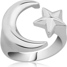 Gümüş Ay Yıldız Yüzük