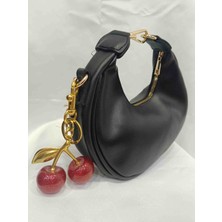 Zynp Kadın Cherry Charm'lı Gold Tokalı Mini El ve Omuz Çantası