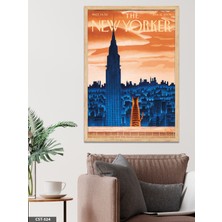 Evine Moda The New Yorker Poster Kedi Tek Parça Ahşap Çerçeveli Tablo