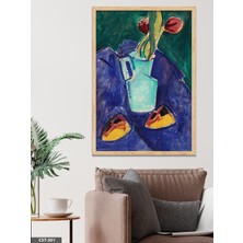 Evine Moda Ernst Ludwing Kirchner Çiçekler ve Tabak Tek Parça Ahşap Çerçeveli Tablo