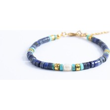 Lav ve Lapis Lazuli Taşlı Inci Bileklik