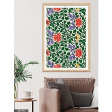 Evine Moda Renkli Çiçek Saksı Illüstrasyon Tek Parça Ahşap Çerçeveli Tablo