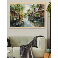 Evine Moda Kanaldaki Evler Tek Parça Ahşap Çerçeveli Tablo