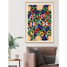 Evine Moda Soyut Renkli Desen Tek Parça Ahşap Çerçeveli Tablo