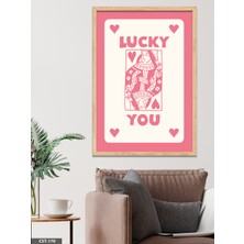 Evine Moda Şans Kartı - Açık Pembe Tek Parça Ahşap Çerçeveli Tablo