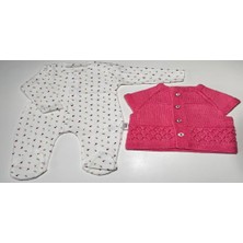 0-3 Ay El Örgüsü Pembe Yelek ile Tulumdan Oluşan Hediye Seti