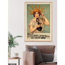 Evine Moda Özgürlük Anıtı Illüstrasyon Statue Of Liberty Tek Parça Ahşap Çerçeveli Tablo