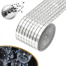 MiraLive Gümüş Renk Aynalı Dekor Bandı Kendinden Yapışkanlı 1 Metre x 4 cm