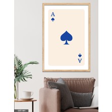 Evine Moda Maça Ası - Koyu Mavi Tek Parça Ahşap Çerçeveli Tablo