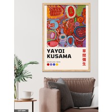 Evine Moda Renkli Desenli Yayoi Kusama Yazılı Tek Parça Ahşap Çerçeveli Tablo