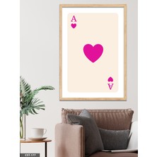 Evine Moda Kupa Ası - Morumsu Pembe Tek Parça Ahşap Çerçeveli Tablo