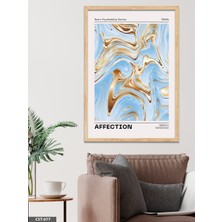 Evine Moda Mavi Mermer Desen Affection Yazılı Tek Parça Ahşap Çerçeveli Tablo