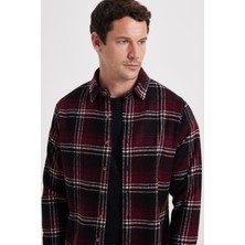 Tudors Erkek Slim Fit Dar Kesim Kareli Kışlık Oduncu Gömlek