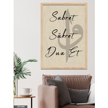 Evine Moda Sabret Şükret Dua Et Tek Parça Ahşap Çerçeveli Tablo