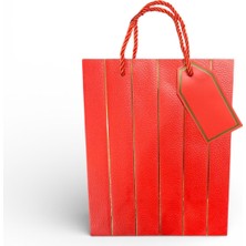 Kağıt Çanta Ithal Kırmızı 18X23X10 cm 12'li