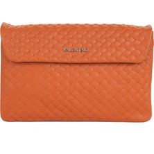 Valentino Kadın Örgü Dokulu Deri El ve Omuz Çantası - Taba