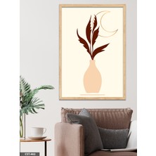 Evine Moda Vazoda Yaprak Tek Parça Ahşap Çerçeveli Tablo