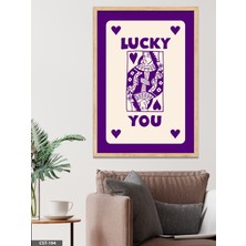 Evine Moda Mor "lucky You" Kartı Tek Parça Ahşap Çerçeveli Tablo