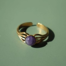 Ametist Niri Çelik Yüzük
