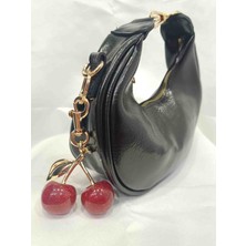Zynp Kadın Cherry Charm'lı Gold Tokalı Mini El ve Omuz Çantası
