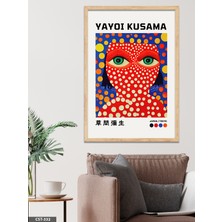 Evine Moda Yayoi Kusama Kırmızı Benekli Portre Tek Parça Ahşap Çerçeveli Tablo