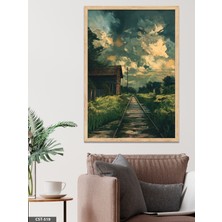 Evine Moda Tren Yolu Tek Parça Ahşap Çerçeveli Tablo