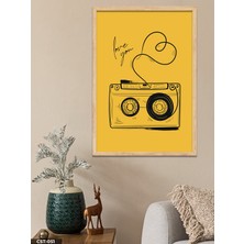 Evine Moda Kaset Çalar Love You Tek Parça Ahşap Çerçeveli Tablo