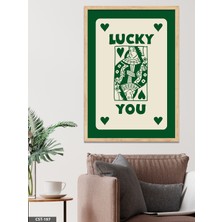 Evine Moda Yeşil "lucky You" Kartı Tek Parça Ahşap Çerçeveli Tablo