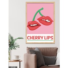 Evine Moda Cherry Lips Tek Parça Ahşap Çerçeveli Tablo