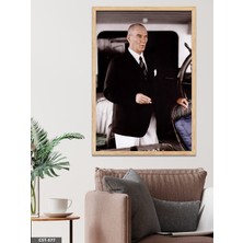Evine Moda Mustafa Kemal Atatürk Tek Parça Ahşap Çerçeveli Tablo