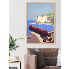 Evine Moda Sahil Kulesi Tek Parça Ahşap Çerçeveli Tablo