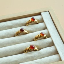 Kruvasan Yemen Akik Çelik Yüzük