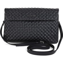 Valentino Kadın Örgü Dokulu Deri El ve Omuz Çantası - Siyah