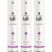 Taft, Classic, Ekstra Güçlü, Saç Spreyi - 250 ml  x 3 Adet