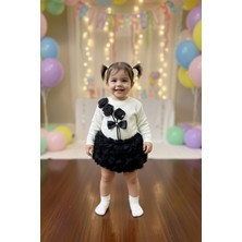 Mojo Bebek Mojo Kız Çocuk 2-5 Yaş Gül Detaylı Body-Etekli Takım Siyah