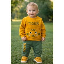 Mojo Bebek Mojo Erkek Bebek 9-24 Ay Tiger Baskılı Ikili Eşofman Takımı Hardal