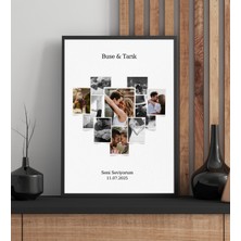 Rosa Art Kişiye Özel 10 Fotoğraflı Kalp Kolajlı Ahşap Çerçeveli Tablo | Sevgiliye Yıldönümüne Doğum Gününe Hediye Tablo