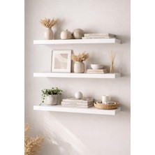 Beyaz Uçan Duvar Rafı MDF 3'lü 50 cm Genişlik 12 cm Derinlik Modern Tasarım ile Şık Depolama
