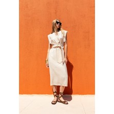 Kameya Kuşaklı Midi Elbise 25S40728