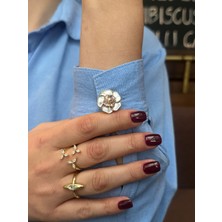 Renda Accessory Renda Beş Yapraklı Çiçek Düğme Kapağı Toz Pembe Trend (2 Adet)