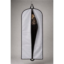 Gri Renk Siyah Biyeli Nonwoven Abiye Elbise Kılıfı – 160X60 Cm, Kalın Diş Fermuarlı