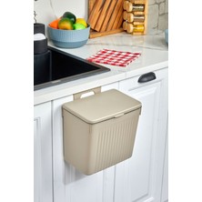 Pazarika Bej 8lt Mutfak Tezgah Üstü ve Dolap Askılı Çöp Kovası