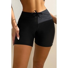 Intive Lingerie Kadın Siyah Önden Bağcıklı Deniz Şortu