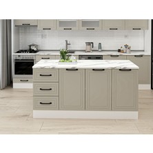 Alvinka 180 cm Mbr_a Ada Mutfak Dolabı Beyaz Kumtaşı Suntalam