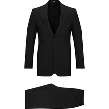Hatemoğlu Siyah Slim Fit Mono Yaka Casual Takım Elbise
