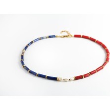 Mercan Sodalit ve Inci  Taşlarından Kolye