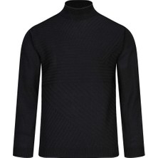 Hatemoğlu Siyah Regular Fit Yarım Balıkçı Yaka Yünlü Kazak