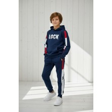 Black Steel Garson Boy Kapşonlu Baskılı Erkek Eşofman Takımı