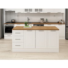 Alvinka 180 cm Mbr_c Ada Mutfak Dolabı Beyaz Beyaz Mdf